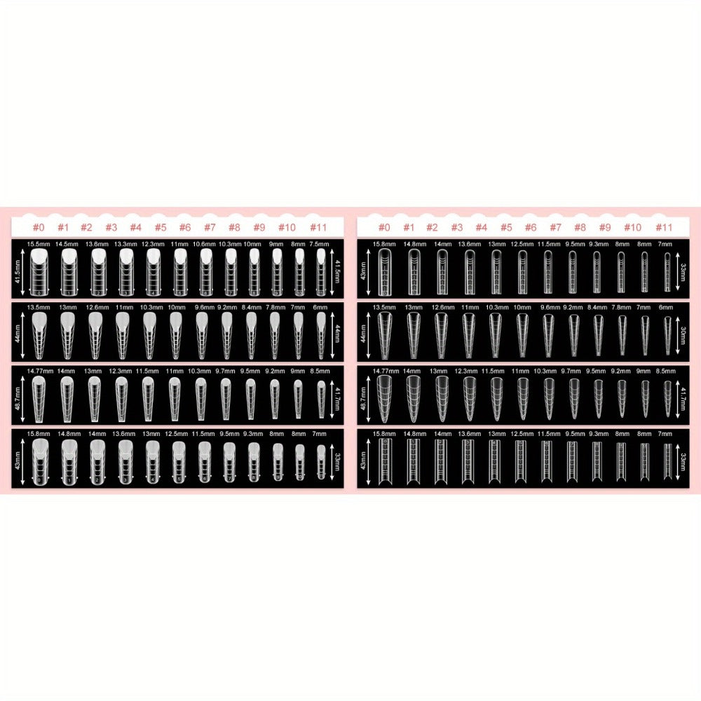 Poly Gel Nail Extension Form Kit – 192pcs Dual Forms, 96pcs Reusable Pads, 8 Shapes Acrylic Mold, Brush Pen