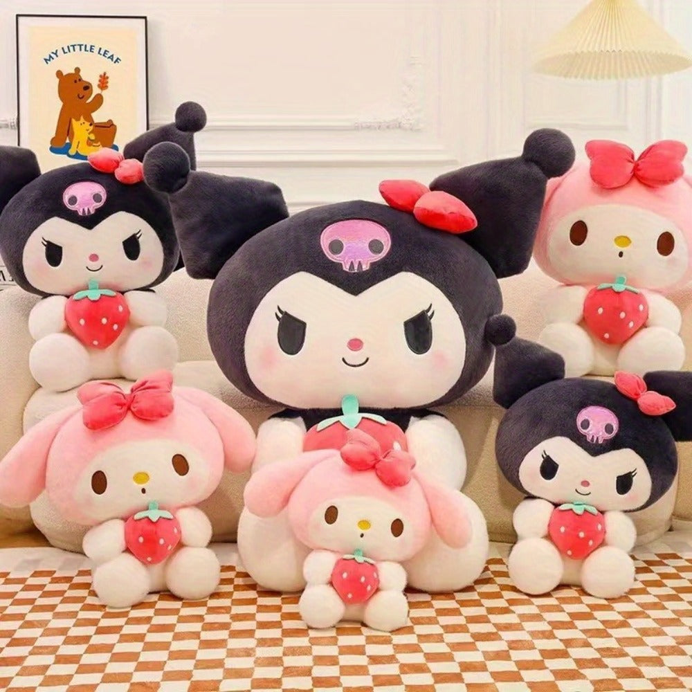 Plush Toy Strawberry-Holding Character Doll in 9.84-Inch Sitting Style with Two product details