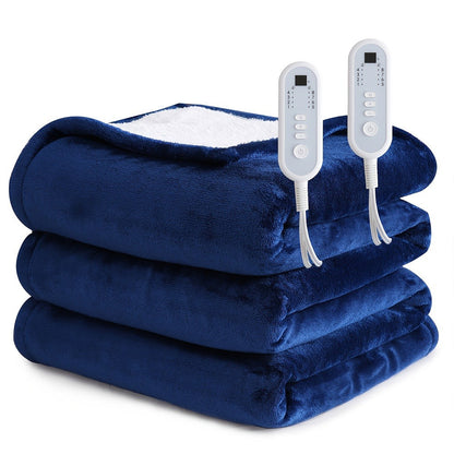 Electric Blanket with Temperature Control and Timer, Extra Large Flannel Heated Blanket, 8 Levels Auto-Off
