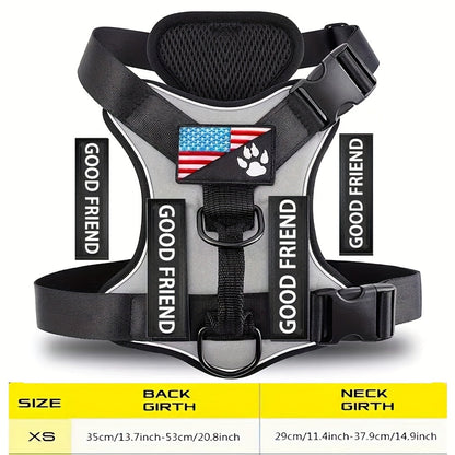 Five-Patch Dog Vest Harness in Black, Red, Rose Red, Grey or Green with XS-to-XL Sizes Pictured
