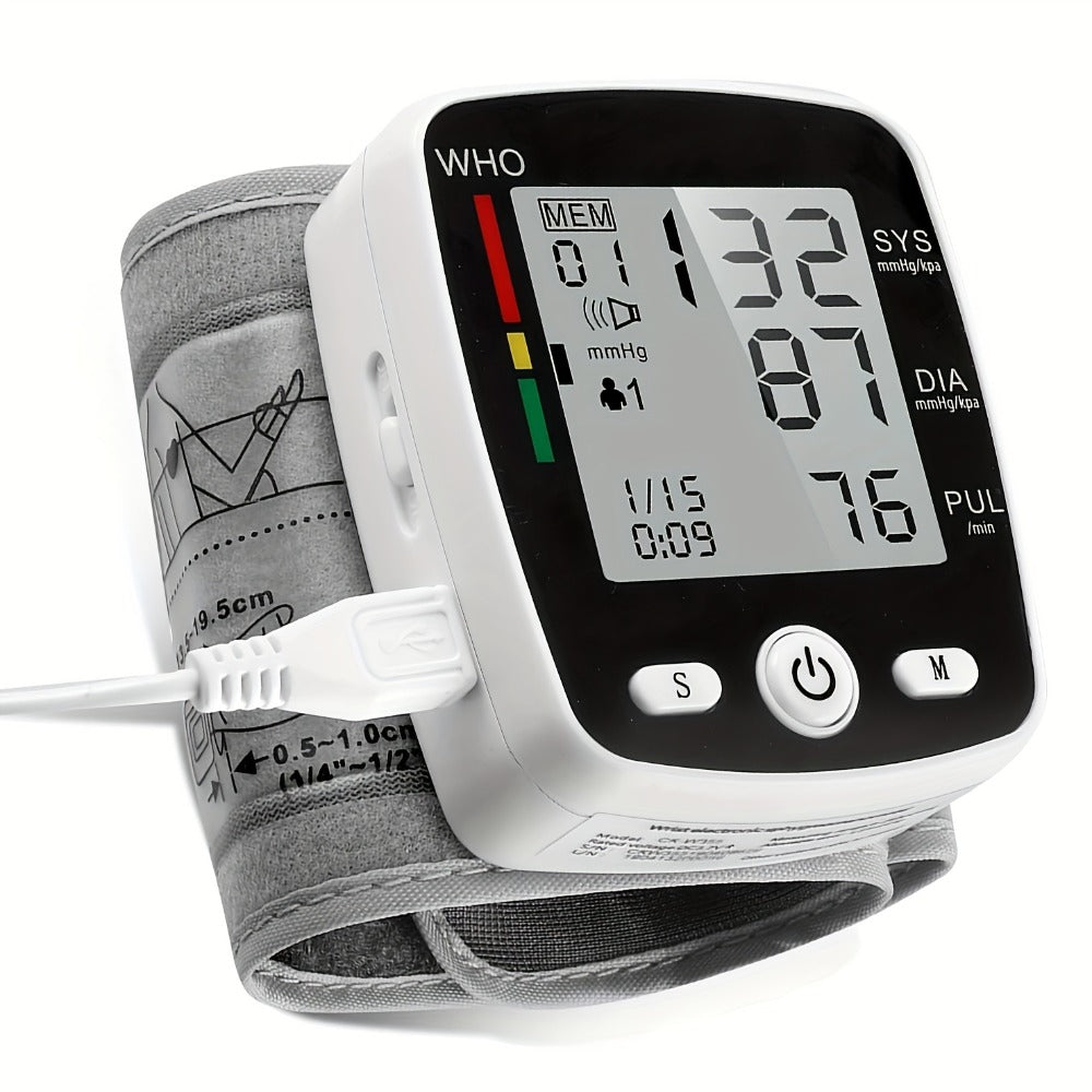 Wrist Blood Pressure Monitor Rechargeable - Digital BP Monitor with Large LCD, Voice Broadcast, 2×99 Memory & USB Charging