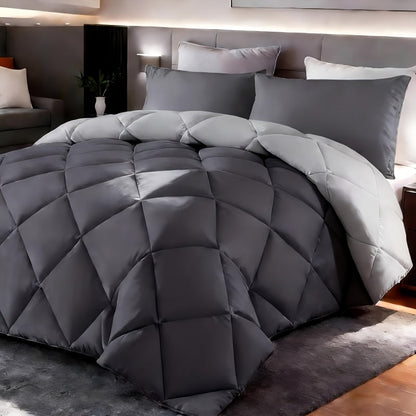 Comforter Set 2-3 Piece Rhombus Grid Luxury – Soft Lightweight Breathable Oversized Bedding Set with Pillowcases
