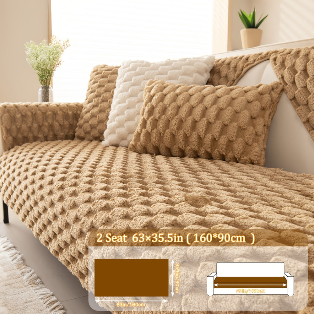Sofa Cover 35.5-Inch Fuzzy Polyester Single-Piece Pad with Silicone-Dot Backing for 2 to 4 Seats