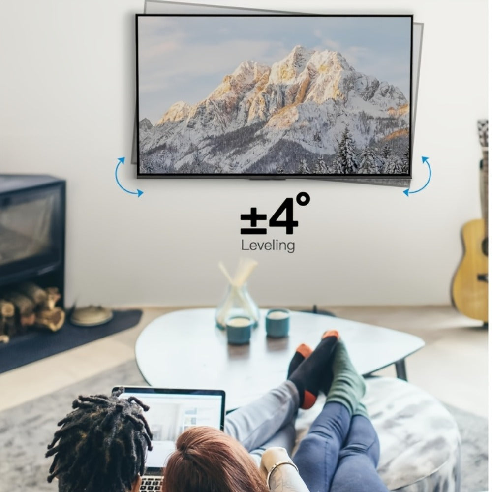 Black Single-Arm TV Wall Mount with Swivel, Screen-Plate Rotation and Articulating Extension