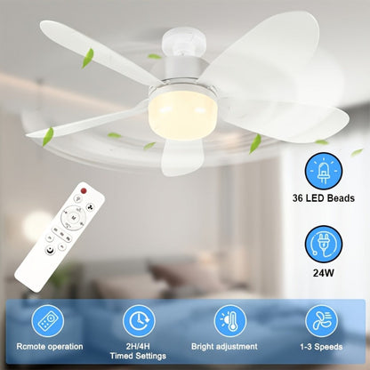 Ceiling Fan with Light and Remote Control, 5-Blade 20 Inch 3-Speed 3-Color Dimmable LED Fan Light
