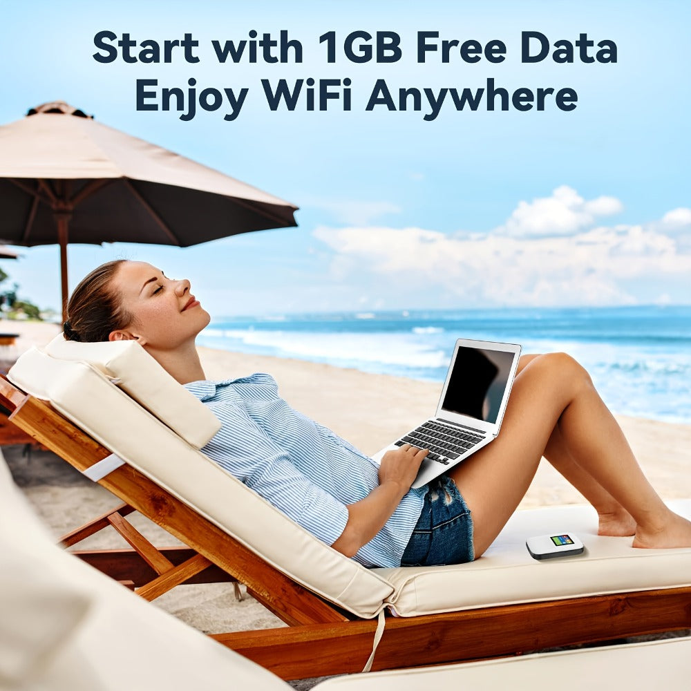 4G LTE Mobile WiFi Hotspot with SIM Card Included, Connect Up to 10 Devices, No Contract, Verizon & AT&T Compatible