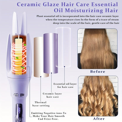 Automatic Hair Curler Rotating Barrel Electric Ceramic Tourmaline Curling Iron One-Button, for Home, Travel and Salon Hair Styling