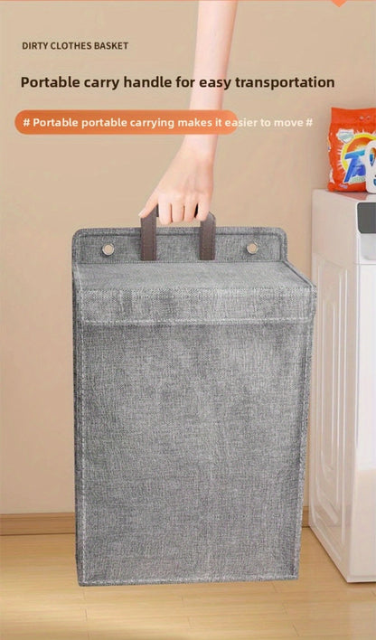 Wall Mounted Laundry Hamper Foldable Oxford Cloth with Lid | Space Saving Clothes Storage Basket for Bedroom Bathroom Living Room | Large