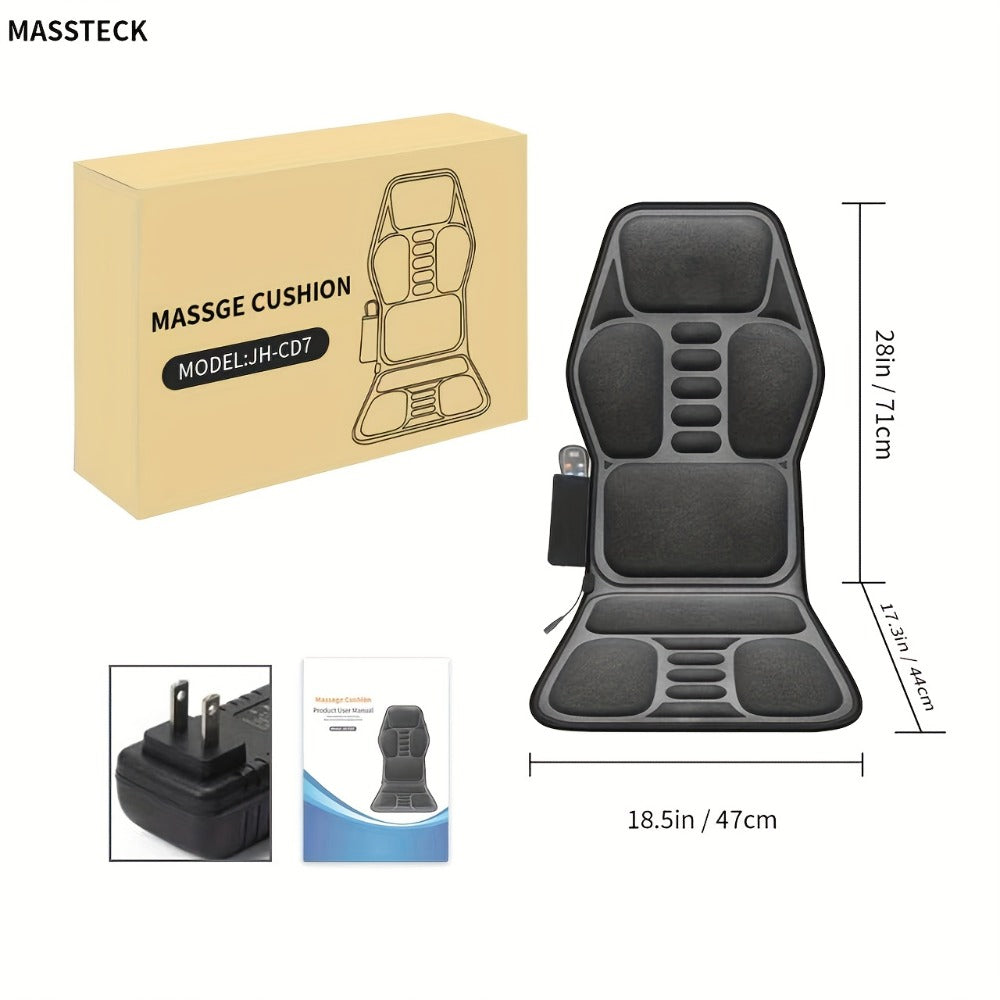 Massage Seat Cushion with Heat 9 Vibration Motors Triple Heating Pad Lumbar Traction Full Body Massager for Home or Salon Spa Use