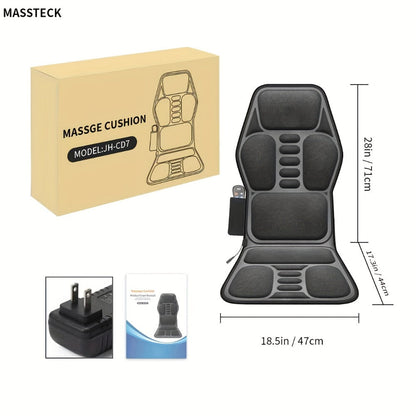 Massage Seat Cushion with Heat 9 Vibration Motors Triple Heating Pad Lumbar Traction Full Body Massager for Home or Salon Spa Use
