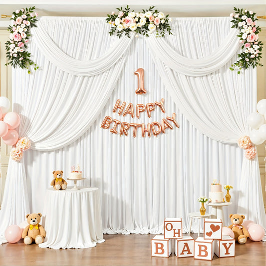 Elegant Fabric Backdrop Curtains 4pcs with Poles 59x85in Non-Transparent Wrinkle-Free Party Photo for an Everyday Personal Care Routine