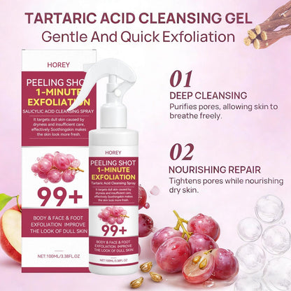 Grape & Malic Acid Exfoliating Gel for Face & Body, AHA Deep Cleansing Scrub, Removes Dead Skin Cells