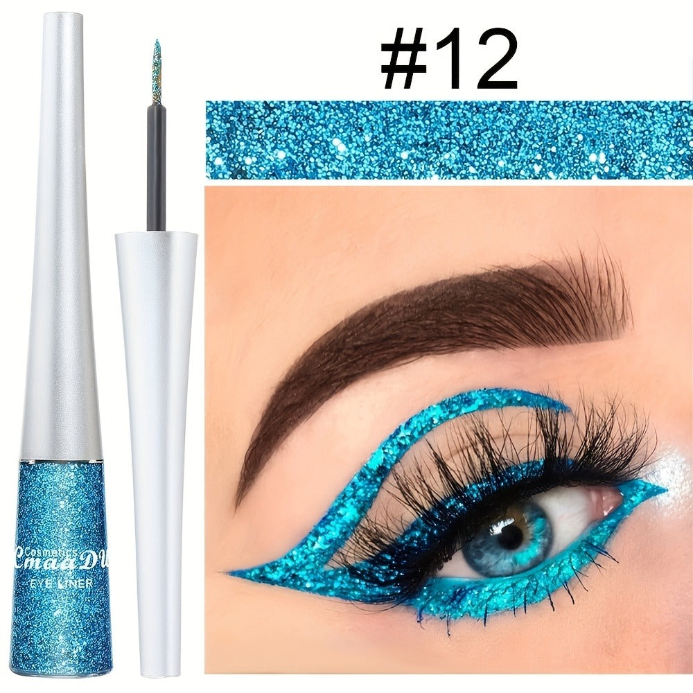 Glitter Liquid Eyeliner Set 16 Colors Waterproof Shimmer Metallic Eye Liner Pen Kit – Long-Lasting Smudge-Proof Sparkle Eye Makeup for Party