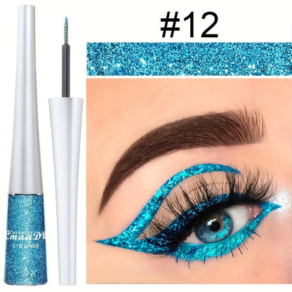 Glitter Liquid Eyeliner Set 16 Colors Waterproof Shimmer Metallic Eye Liner Pen Kit – Long-Lasting Smudge-Proof Sparkle Eye Makeup for Party
