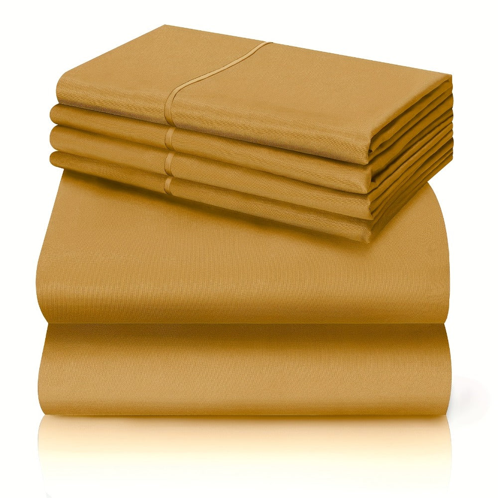Bed Sheet Set California King 6-Piece Microfiber with 18-Inch Pocket and Sixteen Solid Color Choices