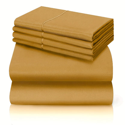Bed Sheet Set California King 6-Piece Microfiber with 18-Inch Pocket and Sixteen Solid Color Choices