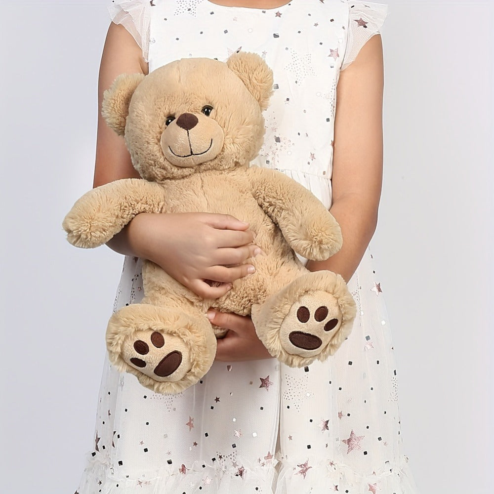 Plush Toy Soft Brown Teddy Bear in 10-Inch or 12-Inch Sizes with Classic Paw-Pad Details for Character Display, Room Decor and Gift