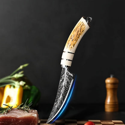 Butcher Knife Professional Bone-In Meat Cleaver Razor Sharp Blade with Patterned Design & Comfort Grip Handle