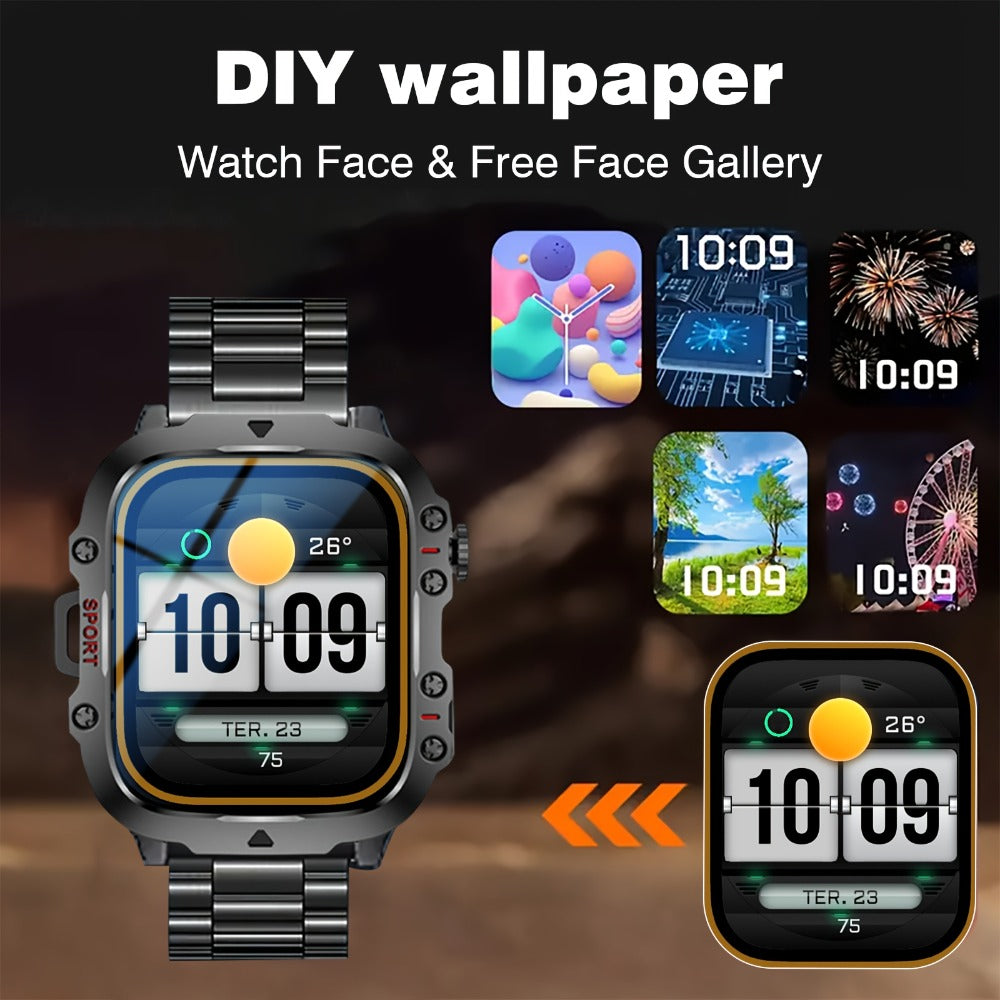 Smartwatch Men's Outdoor LED backlit touchscreen with Wireless Calling & LED Display, USB Charging, Multiple Sport Modes, Heart Rate