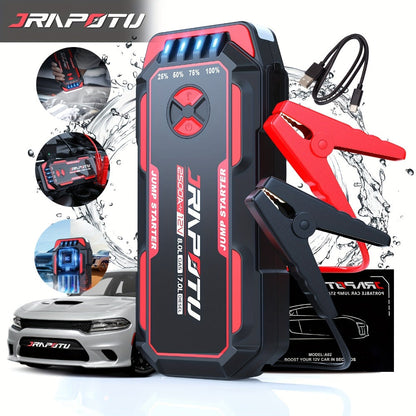 2500A Peak Car Jump Starter Portable – 12V Battery Booster Pack with USB-A & USB-C Ports, LED Flashlight, 10000mAh Power Bank