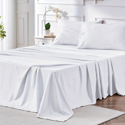 Bed Sheet Set Microfiber with Size-Dependent 3- or 4-Piece Contents, Four Bed Sizes and Eleven Colors