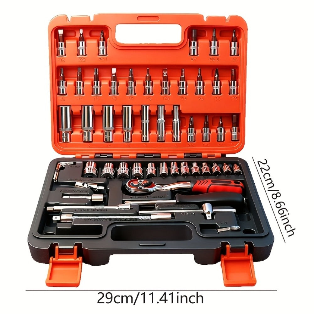 52-Piece Professional Tool Set – Multi-Function Home & Car Repair Toolkit with Portable Toolbox, Ideal Gift for DIY Enthusiasts and Auto