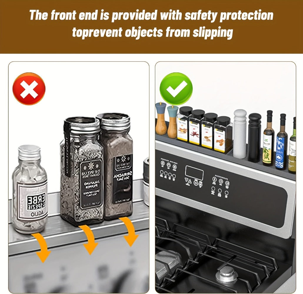 Silicone Stove Organizer Rack with Suction Cups, Heat-Resistant, Spice Holder for Kitchen Countertop