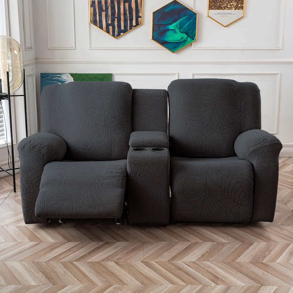 Sofa Cover Big-Leaf Jacquard High-Stretch Recliner Slipcover for 1, 2 or 3 Seats and Console Loveseats