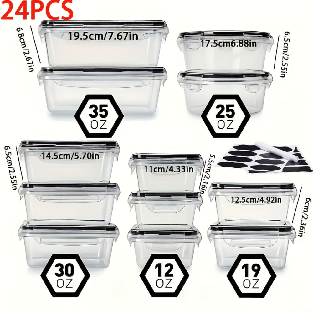 Food Storage Containers Set BPA-Free Airtight – Meal Prep Containers with Easy-Snap Lids Labels & Marker 24 48pcs Pantry Kitchen Organizer
