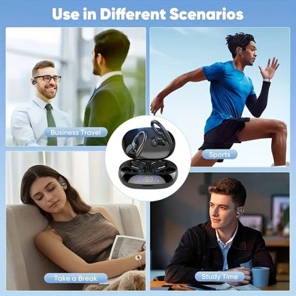 Earhook Open-Ear Sports Earbuds Bluetooth 5.4 LED Digital Display Charging Case 8H Playback for an Everyday Personal Care Routine