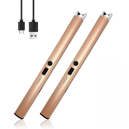 Two-Piece Electric Arc Candle Lighter Set in Black or Rose Gold with USB-C Charging Cables