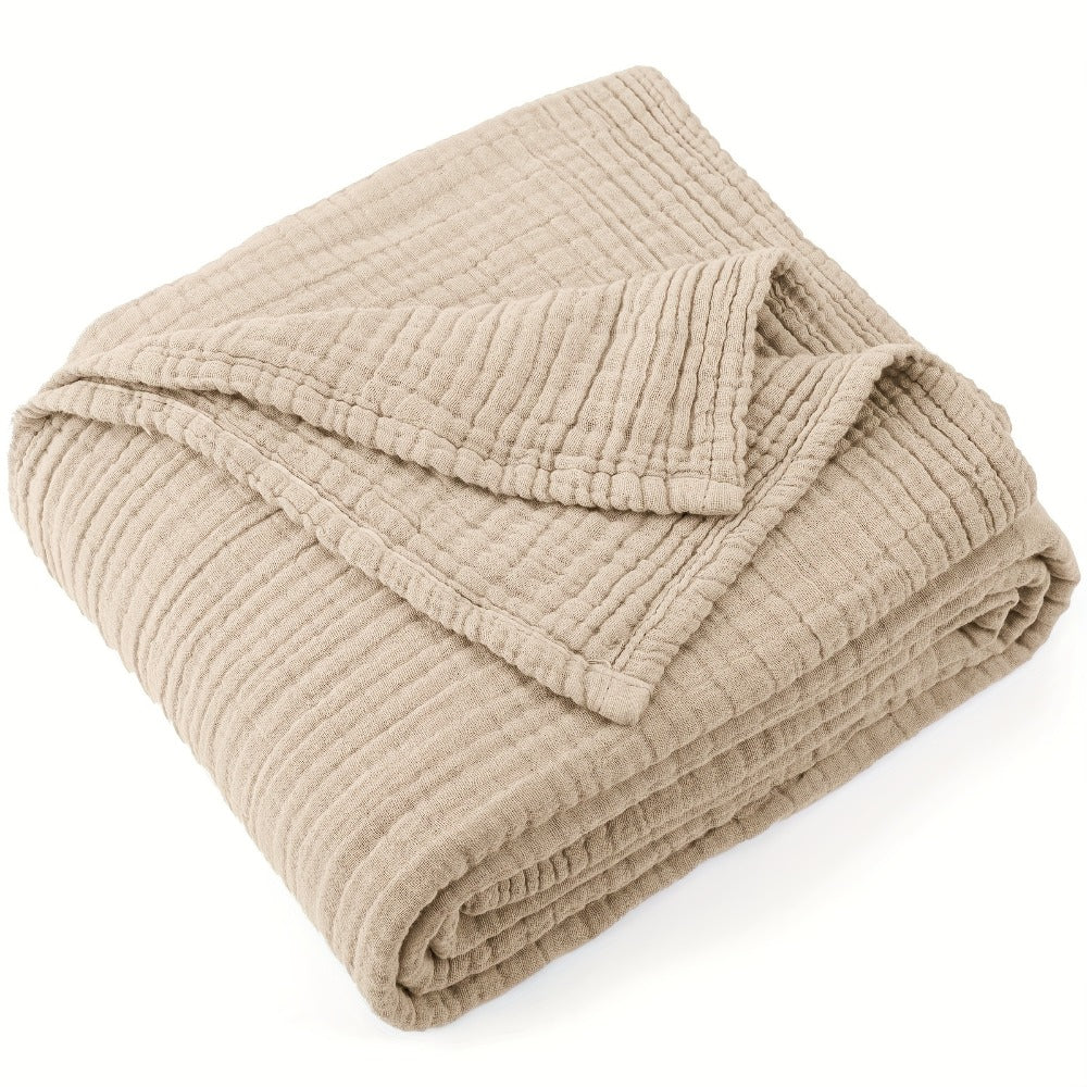 Muslin Blanket 100% Cotton 6-Layer, Breathable Gauze Throw for Couch & Bed, All Season, 13 Colors
