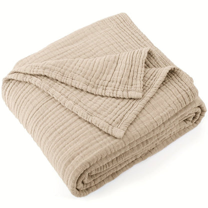 Muslin Blanket 100% Cotton 6-Layer, Breathable Gauze Throw for Couch & Bed, All Season, 13 Colors