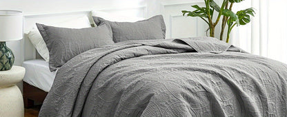 Quilt Set 3 Piece Lightweight Microfiber Bedspread with Pillow Shams – Coin Pattern Coverlet All Season Soft Bed Quilt Full Queen King