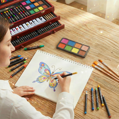 172 Piece Deluxe Art Set in Wooden Case with 2 Drawing Pads Crayons Acrylic with the Listed Color, Size or Set Options for Everyday Use
