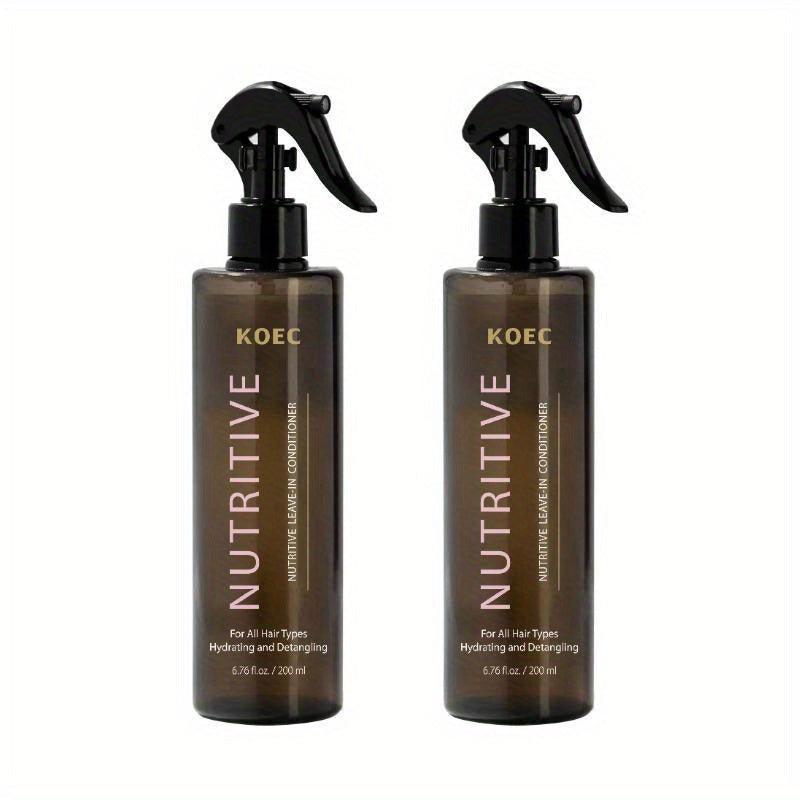 Leave-In Conditioner Spray 2 Bottles 13.53oz Detangler with Snail Serum Anti-Frizz Deep Conditioning Shine-Boosting Moisturizing for Curly