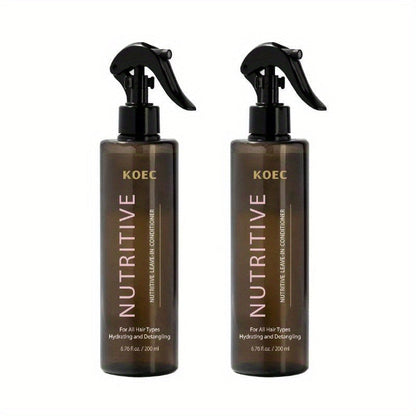 Leave-In Conditioner Spray 2 Bottles 13.53oz Detangler with Snail Serum Anti-Frizz Deep Conditioning Shine-Boosting Moisturizing for Curly