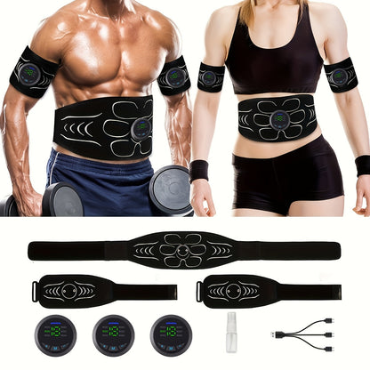 EMS Muscle Stimulator 3-Piece Set Rechargeable 6 Modes 18-Level Intensity for Muscle Training, Recovery & Pain Relief