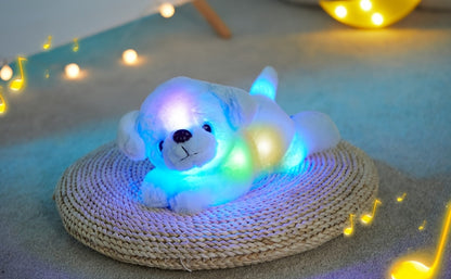 Plush Toy Blue Puppy with Light-Up Body and Music for Colorful Interactive Room Display and Gifting