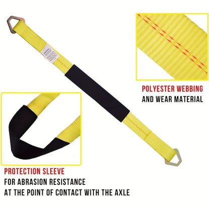 Axle Tie Down Straps 2" x 36" – Heavy Duty Car Tow Straps with D-Rings & Protective Covers for Car, Truck