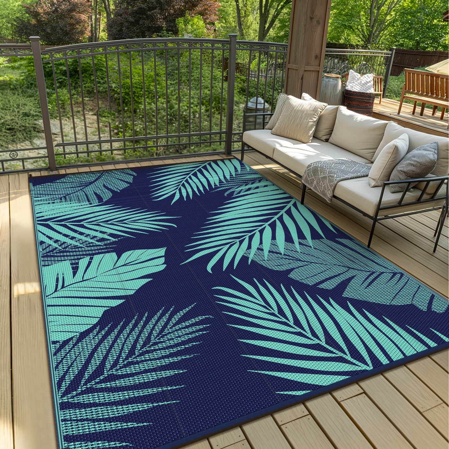 Outdoor Reversible Plastic Straw Rug for Patio Deck RV Camping – Waterproof UV-Resistant Lightweight Mat, Multiple Sizes & Colors