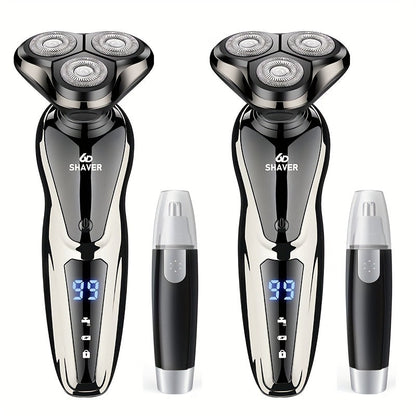 Electric Shaver 3D Floating Head with LED Battery Indicator, Rechargeable Power and Wet/Dry Use in 1- or 2-Pack