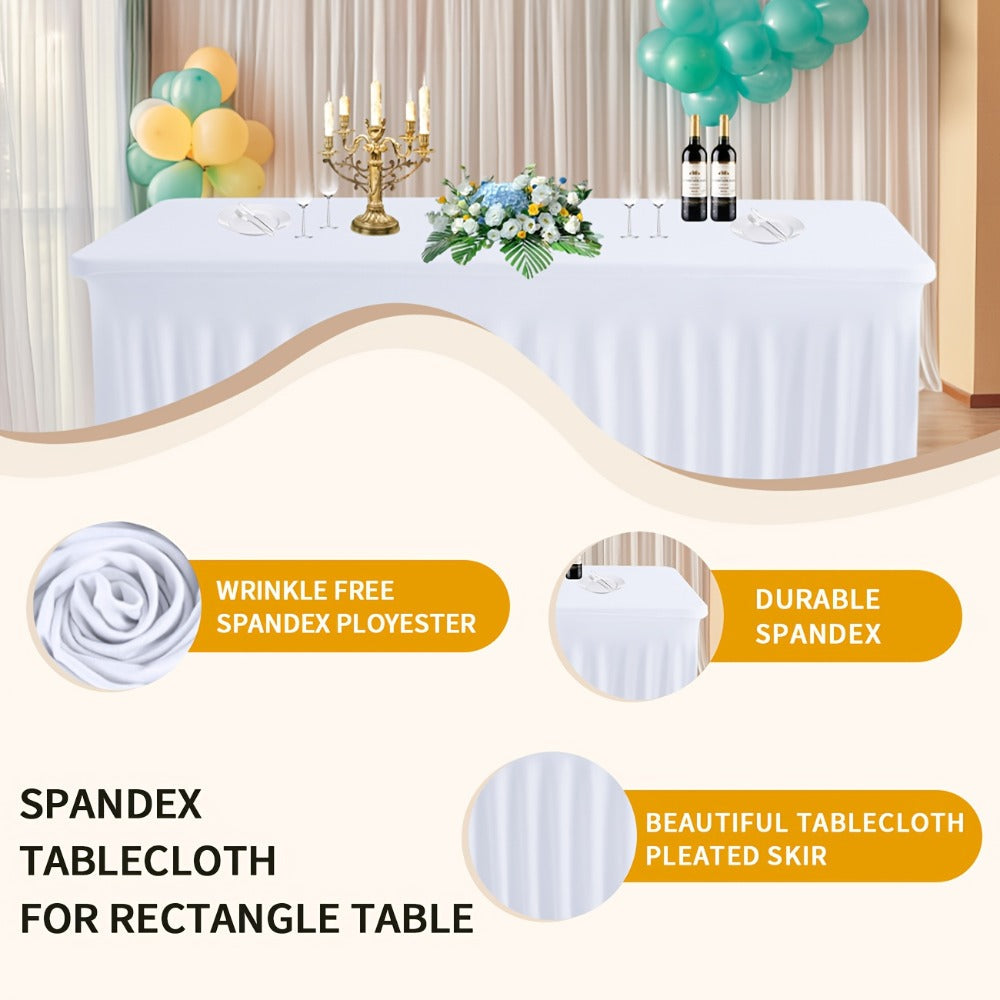 Tablecloth with Skirt for Rectangular Tables, Anti-Wrinkle Table Cover in Black, White & Red, Elegant Table Skirt for Wedding