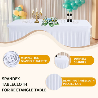 Tablecloth with Skirt for Rectangular Tables, Anti-Wrinkle Table Cover in Black, White & Red, Elegant Table Skirt for Wedding