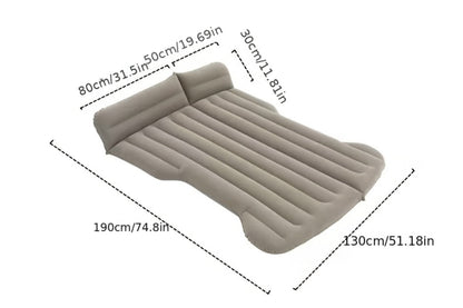Inflatable Car Bed SUV Air Mattress – Flocked RV Camping Mattress 75"x51" with Storage Bag & Repair Kit | Black, Gray, Beige, Brown