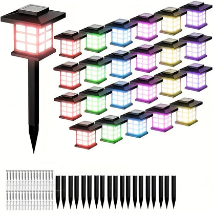 Solar Garden Lights Pathway Stakes in 6/12/24-Piece Sets with Warm, Cool or Multicolor Options