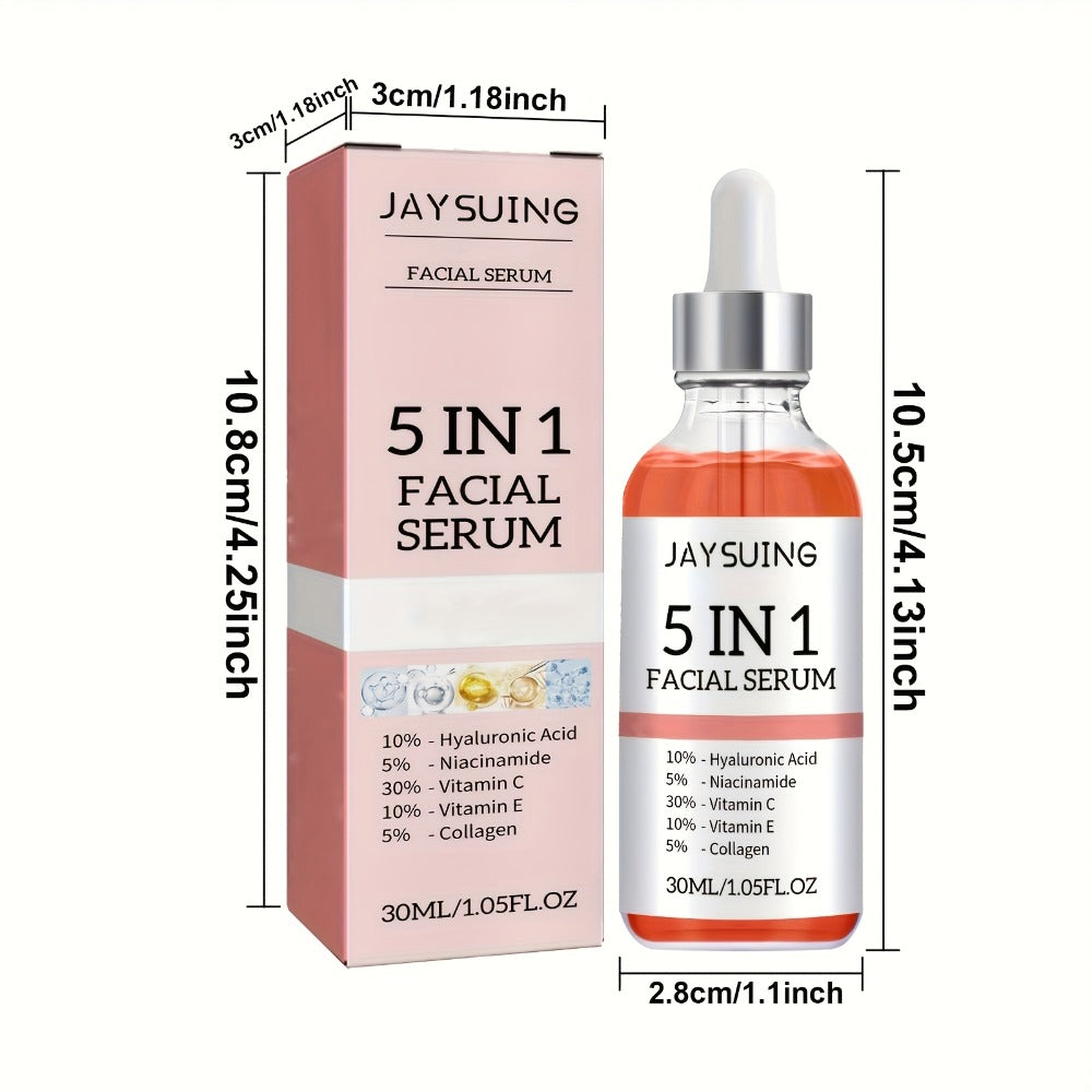 Facial Serum 5-in-1 with Hyaluronic Acid & Vitamin C, 3 Pack 30ml, Skin Care Serum for All Skin Types