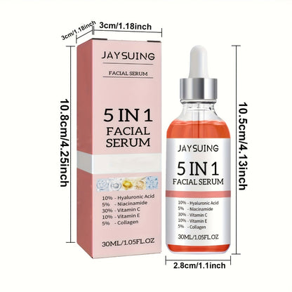 Facial Serum 5-in-1 with Hyaluronic Acid & Vitamin C, 3 Pack 30ml, Skin Care Serum for All Skin Types