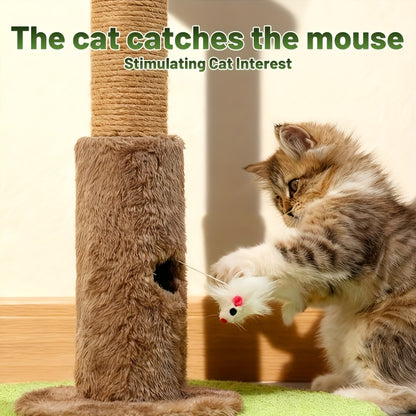 Cat Scratching Post 36.3 Inch – Natural Sisal Coconut Tree Design with Hanging Balls, Stable Weighted Base Cat Scratcher Tower for Indoor