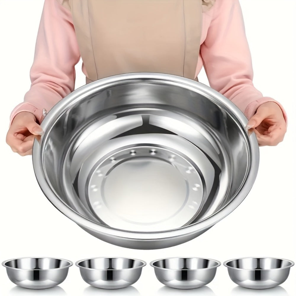 Stainless Steel Mixing Bowl Large 15.75 Inch with Footed Base, Salad Bowl, Vegetable & Fruit Washing Basin